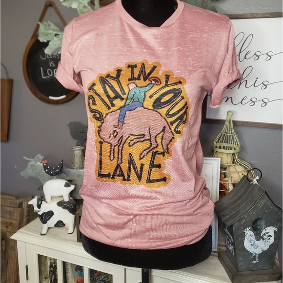 Bella Canvas Tops - Stay in Your Lane Cowboy Western Top Size XS